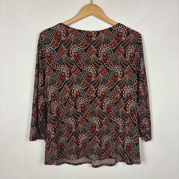 Studio 1940 Brown Orange Retro Y2K Belted Blouse L Made in USA Vintage - Picture 7 of 11